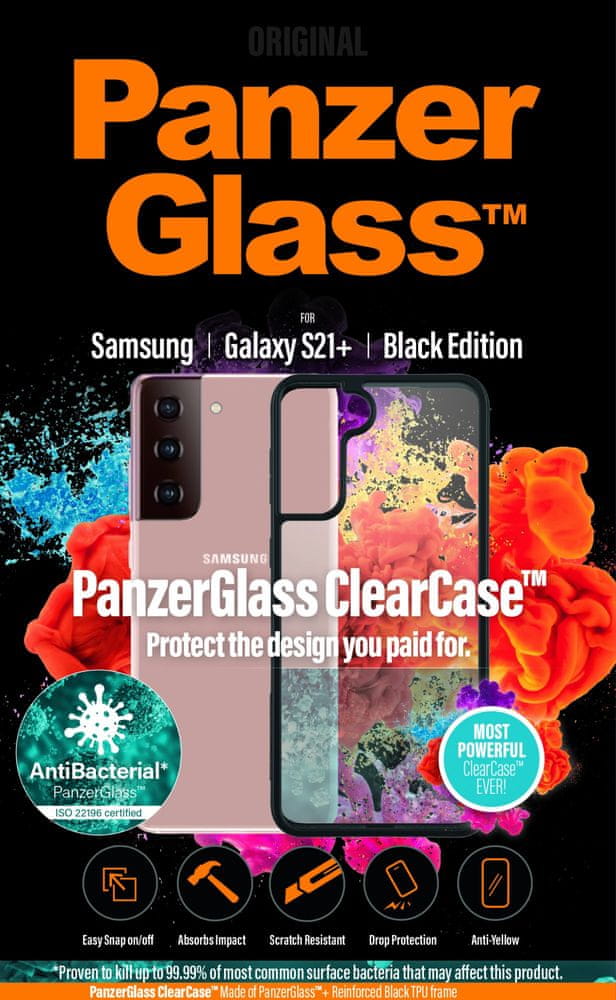 PanzerGlass ClearCase Antibacterial pro Samsung Galaxy S21+ Black Edition 0262